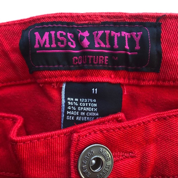 New Miss Kitty couture Red Capri Jeans Size 11 - Picture 5 of 11